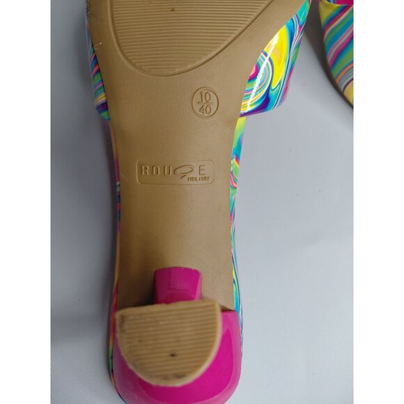Rouge Helium Womens Multicolor Swirl Open-Toe Mules Size 10 - Picture 8 of 8